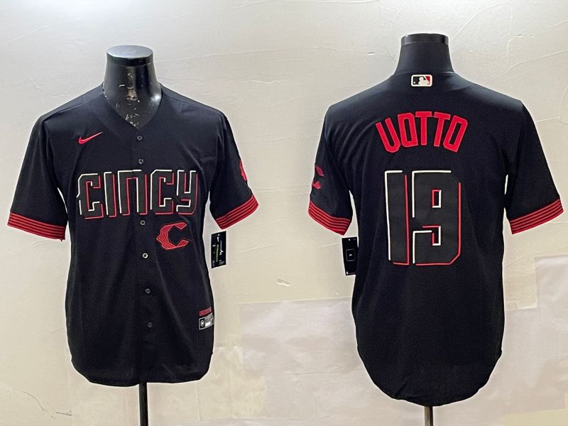 Men Cincinnati Reds #19 Uotto Black City Edition Game Nike 2025 MLB Jersey style 7